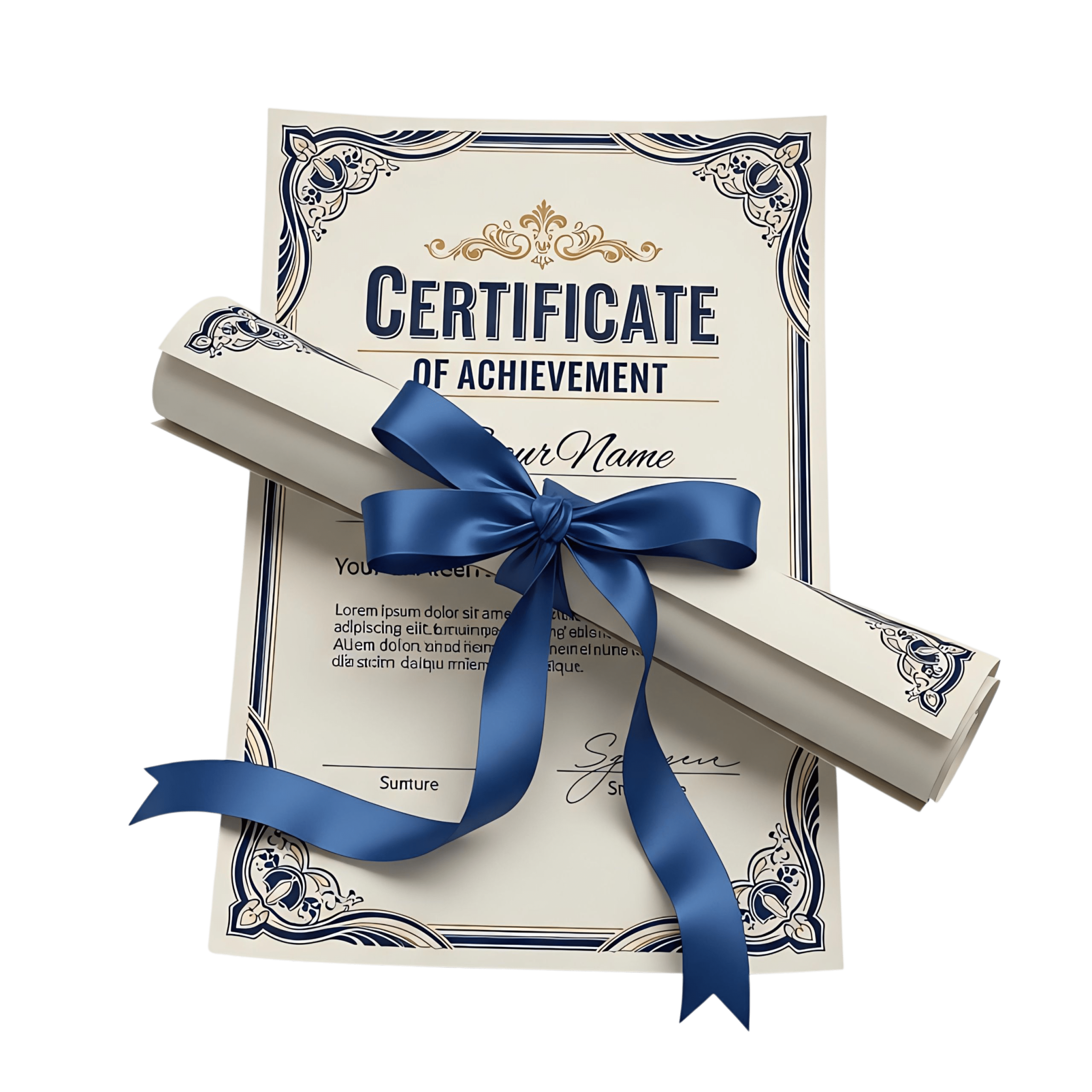 —Pngtree—certificate of achievement with rolled_23324963