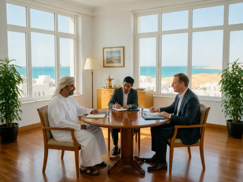 Interpreter taking notes during a business meeting in Muscat