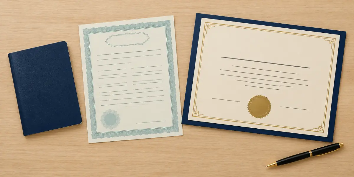 Passport, birth certificate and diploma prepared for personal document translation in Muscat
